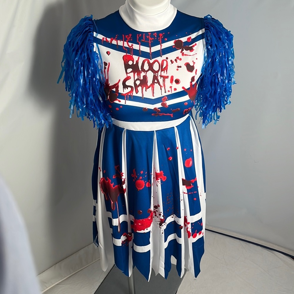 Ikali Zombie Cheerleader costume blue and white 10-12